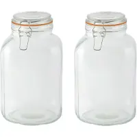 Esschert Design Voorraadpotten/bewaarpottenA - 2x - 3LA - glas - beugelsluiting - D15 x H24 cm - Voorraadpot
