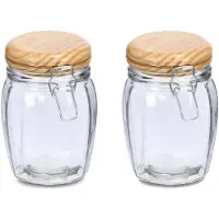 Zeller Voorraadpotten/bewaarpotten - 2x - 820 ml - glas - met beugelsluiting - D11 x H16 cm - Voorraadpot