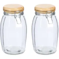 Zeller Voorraadpotten/bewaarpotten - 2x - 1.85L - glas - met beugelsluiting - D13 x H23 cm - Voorraadpot