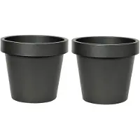 Mega Collections Plantenpot/bloempot - 2x - kunststof - zwart - buiten - D25 x H22 cm - Plantenpotten