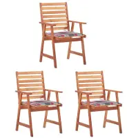 vidaXL Tuinstoelen 3 st met kussens massief acaciahout
