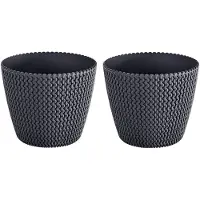 Prosperplast 2x Kunststof Splofy bloempotten/plantenpotten antraciet 22 cm - Plantenpotten