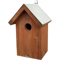 Kinlys Vogelhuisje Winterkoning Metalen Dak- Nestkastje - - Houtkleur - 17904
