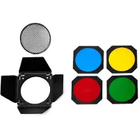 GlareOne Barn Door Kit with Grid and Gels for 18cm Reflectors