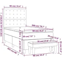 vidaXL Boxspring met matras stof crèmekleurig 90x200 cm