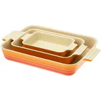 Le Creuset Ovenschalen Set van 3 18/25/32cm 'Oranjerood'