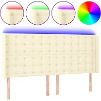 vidaXL Hoofdbord LED 203x16x118/128 cm kunstleer crèmekleurig