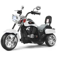 Costway Elektrische Motorfiets voor Kinderen – Chopper Stijl – Met Muziek – 91 x 48 x 64 cm – Wit/Zwart