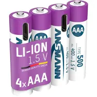 Ansmann Li-Ion oplaadbare batterijen Micro AAA, 1,5 V, type 500 (min. 400 mAh), 0,74 Wh, type C opladen, 4 stuks