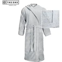 The One Towelling Standaard Badjas met Capuchon Kleur: Zilvergrijs,