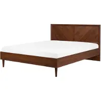 Beliani MIALET - Bed LED - Donkere houtkleur - 180 x 200 cm - Vezelplaat