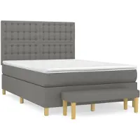 vidaXL Boxspring met matras stof donkergrijs 140x190 cm