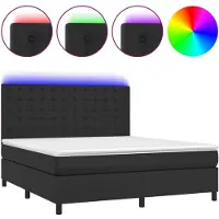 vidaXL Boxspring met matras en LED kunstleer zwart 160x200 cm