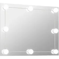 vidaXL Wandspiegel zonder lijst met LED-lampen rechthoekig glas