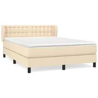 vidaXL Boxspring met matras stof crèmekleurig 140x200 cm