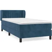 vidaXL Boxspring met matras fluweel donkerblauw 100x200 cm