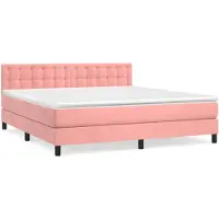 vidaXL Boxspring met matras fluweel roze 160x200 cm