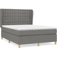 vidaXL Boxspring met matras stof donkergrijs 140x200 cm