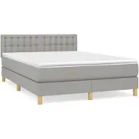 vidaXL Boxspring met matras stof lichtgrijs 140x190 cm