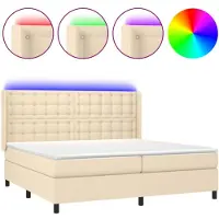 vidaXL Boxspring met matras en LED stof crèmekleurig 200x200 cm