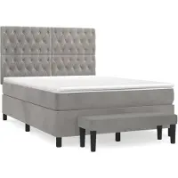 vidaXL Boxspring met matras fluweel lichtgrijs 140x190 cm