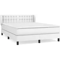 vidaXL Boxspring met matras kunstleer wit 140x190 cm