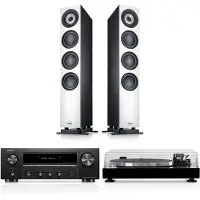 Teufel DEFINION 3 + DENON DRA-900H + DUAL DT 500 Stereo Wit/Zwart/Schwarz
