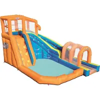 Bestway H2OGO! The Hurricane Tunnel Blast Water Park - opblaasbaar waterpretpark - met waterglijbaan - met klimwand - 420cm breed x 320cm lang x 260cm hoog