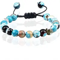 Memphis Dames Armband 8mm Kralen - Light Blue Fire