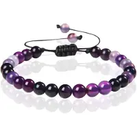 Memphis No.2 Natuursteen Armband Dames - 6mm Paarse Agaat