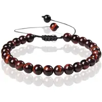 Memphis No.2 Natuursteen Armband Dames - 6mm Rode Tijgeroog