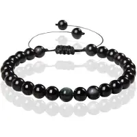 Memphis No.2 Natuursteen Armband Dames - 6mm Color Obsidian