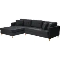 Ebuy24 Marino Deluxe bank met chaise longue rechts of links gedraaid met kussens velours zwart.