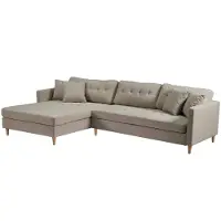 Ebuy24 Marino Deluxe bank met chaise longue rechts of links gedraaid met kussens stof zandkleurig.