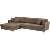 Ebuy24 Marino Deluxe bank met chaise longue rechts of links gedraaid met kussens stof bruin.