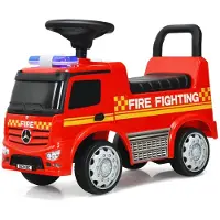 Costway Kust Kinderbrandweerauto Gelicentieerde Mercedes Benz Glijauto 62 x 29 x 43 cm rood