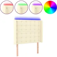 vidaXL Hoofdbord LED 83x16x118/128 cm kunstleer crèmekleurig
