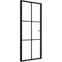 vidaXL Binnendeur 83x201,5 cm ESG-glas en aluminium zwart