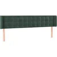 vidaXL Hoofdbord met randen 203x16x78/88 cm fluweel donkergroen