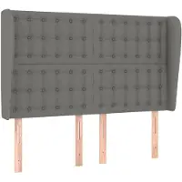 vidaXL Hoofdbord met randen 147x23x118/128 cm stof donkergrijs