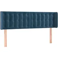 vidaXL Hoofdbord met randen 147x16x78/88 cm fluweel donkerblauw