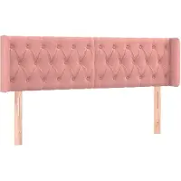 vidaXL Hoofdbord met randen 163x16x78/88 cm fluweel roze