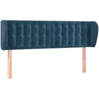vidaXL Hoofdbord met randen 147x23x78/88 cm fluweel donkerblauw