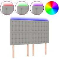 vidaXL Hoofdbord LED 144x5x118/128 cm stof lichtgrijs