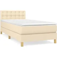 vidaXL Boxspring met matras stof crèmekleurig 80x200 cm