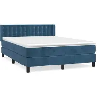 vidaXL Boxspring met matras fluweel donkerblauw 140x200 cm