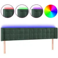 vidaXL Hoofdbord LED 203x16x78/88 cm fluweel donkergroen