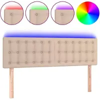 vidaXL Hoofdbord LED 144x5x78/88 cm kunstleer cappuccinokleurig