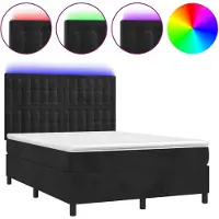 vidaXL Boxspring met matras en LED fluweel zwart 140x190 cm
