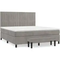 vidaXL Boxspring met matras fluweel lichtgrijs 160x200 cm